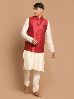 VASTRAMAY Men Kurta Pyjama Ethnic Jacket Set