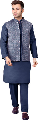 ADARNIYA Men Kurta Pyjama Ethnic Jacket Set