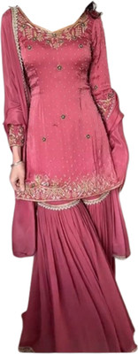 DEVAANSHFAB Women Ethnic Top Palazzo Dupatta Set