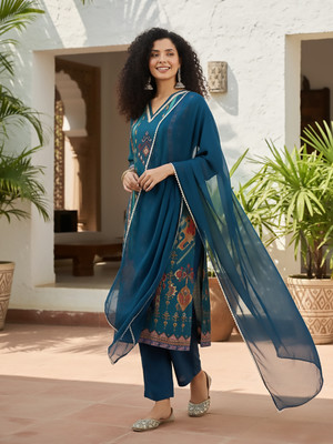 House of Pataudi Women Kurta Pant Dupatta Set