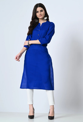 MAURYA Women Solid Straight Kurta(Blue)