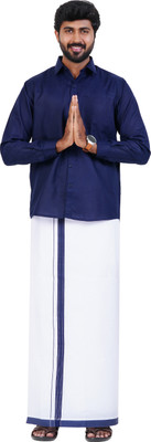 SUMAN TEX Men Shirt Dhoti Set