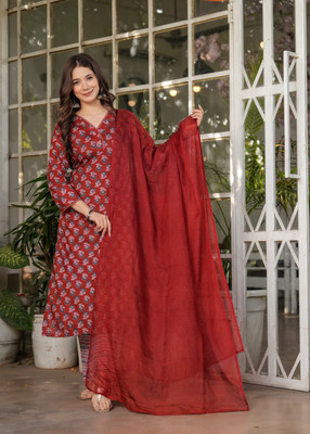 JAPNAAM Embroidered Kurta, Trouser/Pant & Dupatta Set
