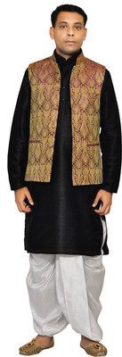 Royal Garments Men Kurta Dhoti Pant Ethnic Jacket Set