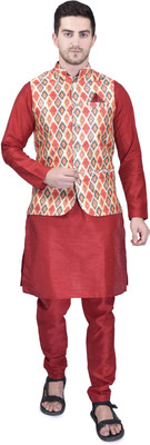 PRINTCULTR Men Kurta Pyjama Ethnic Jacket Set