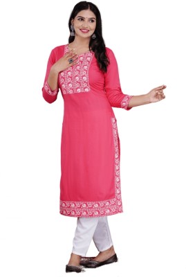 Diwikj Women Printed A-line Kurta(Pink)