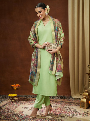 Janasya Women Kurti Pant Dupatta Set