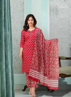 RaghviFab Women Kurta Pant Dupatta Set