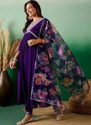 Firewave Embroidered Kurta, Trouser/Pant & Dupatta Set