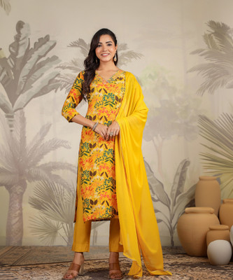 Janasya Women Kurta Pant Dupatta Set