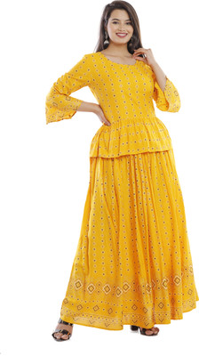 Well style Women Ethnic Top Skirt Set