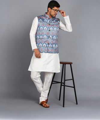 karnam Men Kurta Pyjama Ethnic Jacket Set