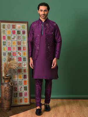 Hangup Plus Men Kurta Ethnic Jacket Set