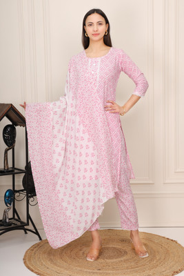 ACE COLLECTION Women Printed A-line Kurta(Pink)