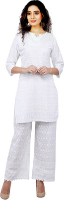 MAK TEL PRO ENTERPRISES Embroidered Kurta, Palazzo & Dupatta Set