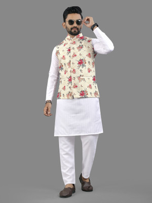LeipZig Men Kurta Pyjama Ethnic Jacket Set