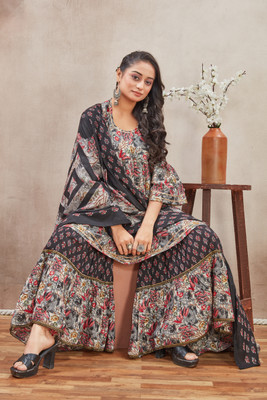 THUMMAR HOUSE Women Kurta Sharara Dupatta Set