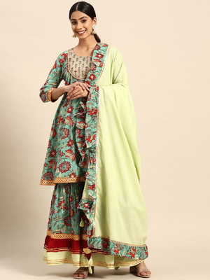 ANOUK Women Kurta Sharara Attached Dupatta Set