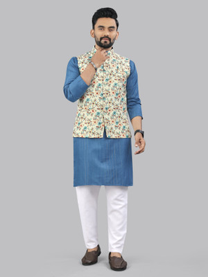 LeipZig Men Kurta Pyjama Ethnic Jacket Set