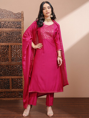 Vishudh Women Kurta Pant Attached Dupatta Set