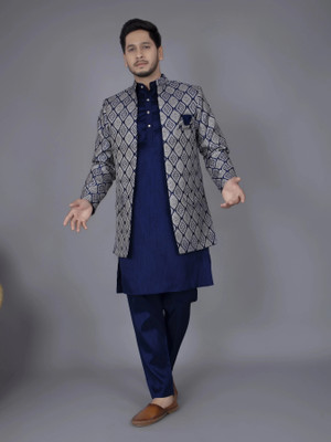 N.B.F Fashion Men Kurta Pyjama Ethnic Jacket Set