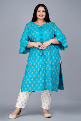 Pearl Ind Women Printed Straight Kurta(Light Green)
