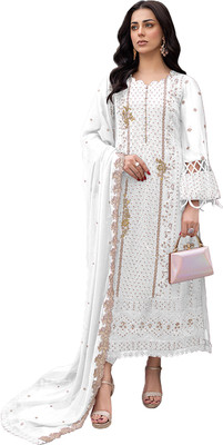 VIBHULEHENGA Georgette Embroidered Salwar Suit Material