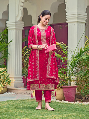 Tasrika Embroidered Kurta, Trouser/Pant & Dupatta Set