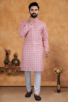 Kunj Creation Men Embroidered A-line Kurta(Multicolor)