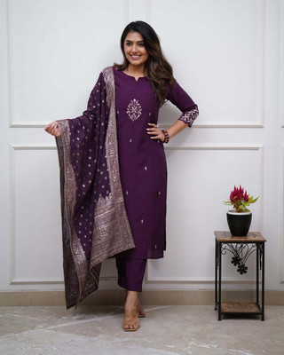 DESIHOOR Embroidered Kurta, Trouser/Pant & Dupatta Set