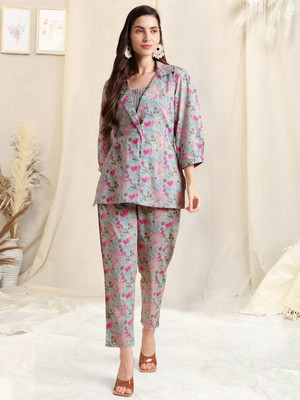 MIRCHI FASHION Women Crop Top Pant Ethnic Jacket Set
