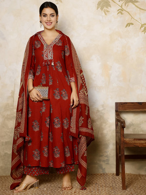 Gulmohar Jaipur Women Kurta Palazzo Dupatta Set