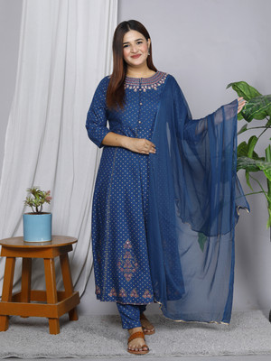 GVS SHOPPE Embroidered Kurta, Palazzo & Dupatta Set