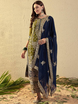 AMALAK Women Kurta Palazzo Dupatta Set