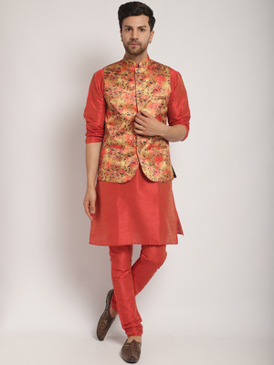 BANHUSSAIN Men Kurta Churidar Ethnic Jacket Set