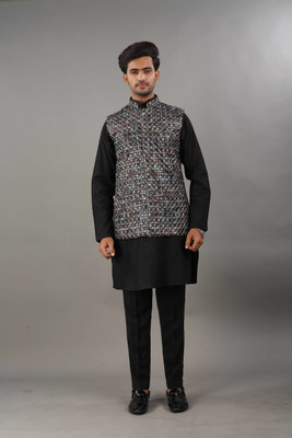 swara creation Men Kurta Pyjama Ethnic Jacket Set