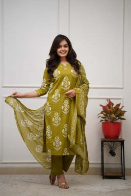 PILUDI HOUSE Floral Print Kurta, Salwar & Dupatta Set