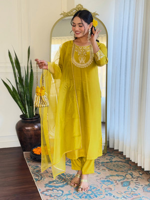 FancyFits Embroidered Kurta, Salwar & Dupatta Set