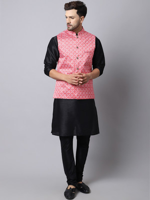 BANHUSSAIN Men Kurta Pyjama Ethnic Jacket Set