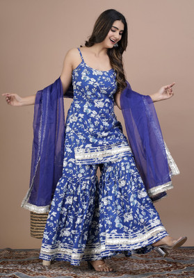 Suyasam Creation Women Kurti Sharara Dupatta Set