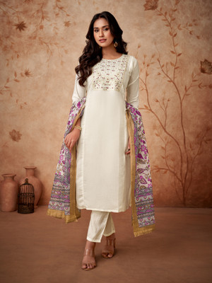 Enterprise Bhagvati Women Printed A-line Kurta(White)