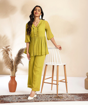 Janasya Women Ethnic Top Pant Set
