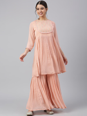 Janasya Women Kurta Sharara Set