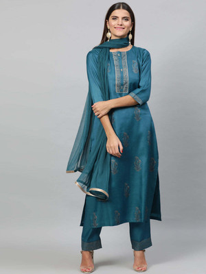 INDO STREET Women Kurta Pant Dupatta Set