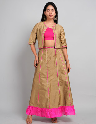 Dwears Embellished Stitched Lehenga with Jacket(Gold)