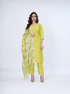 FabricCo Women Kurti Pant Attached Dupatta Set
