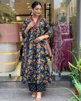 FADIFY FASHION Printed Kurta, Palazzo & Dupatta Set
