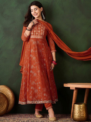Sangria Embroidered Kurta, Trouser/Pant & Dupatta Set