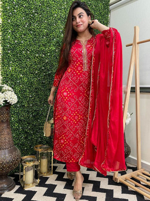 pinfit Women Kurta Palazzo Dupatta Set