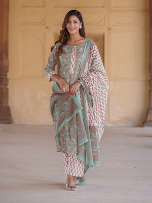 jaitpuriya Women Kurta Pant Dupatta Set